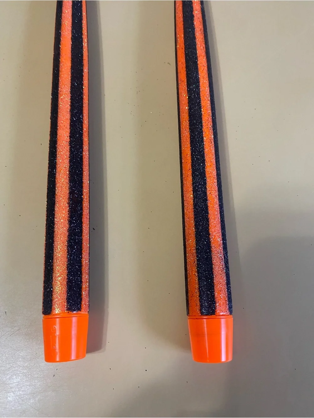 Glitter Striped LED Taper Candles - Orange and Black